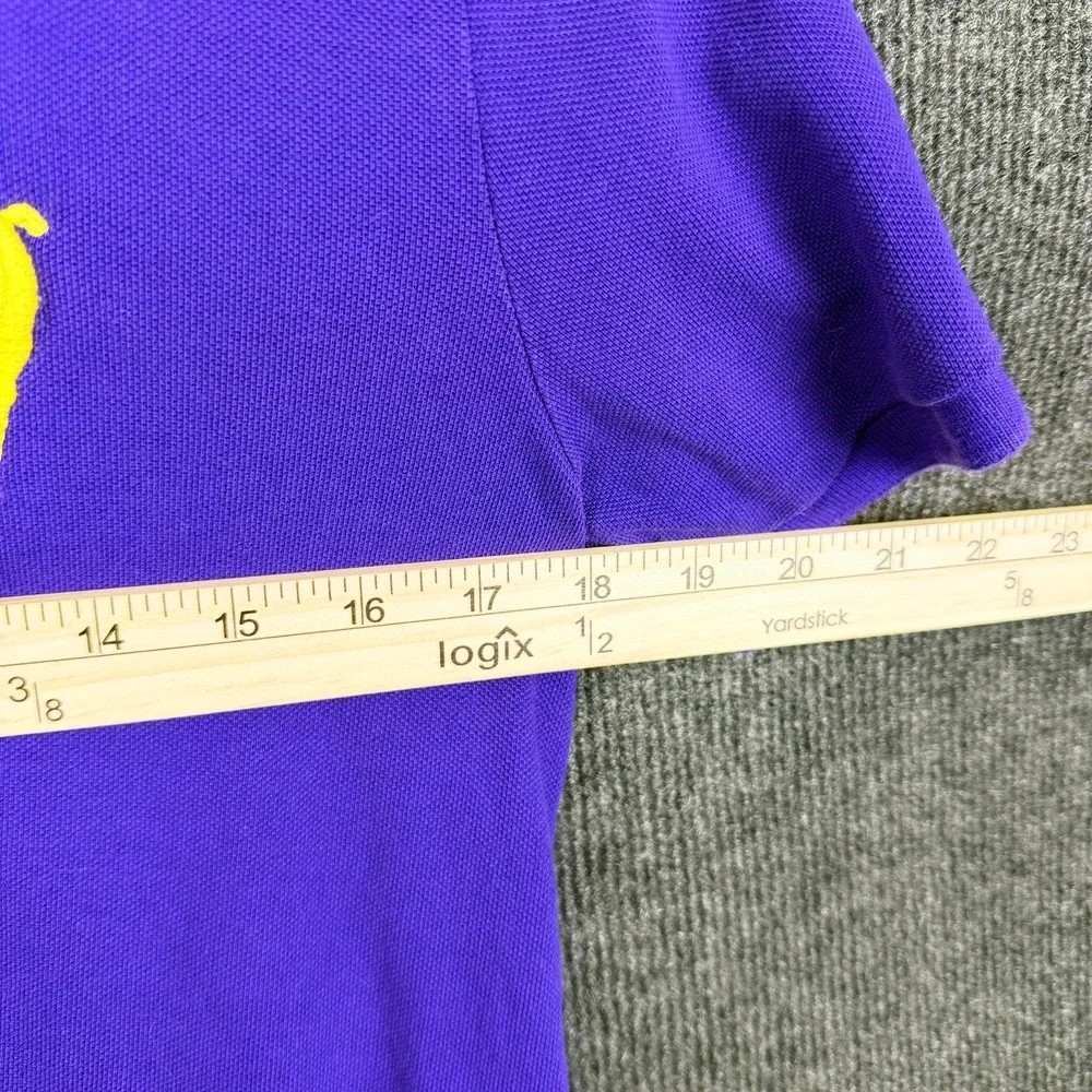 Polo Ralph Lauren Big Pony Custom Slim Fit Polo Shirt Purple Yellow Medium M